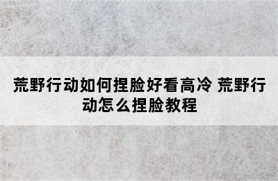 荒野行动如何捏脸好看高冷 荒野行动怎么捏脸教程